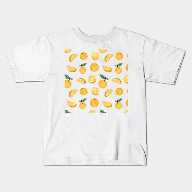 Lemon citrus fresh pattern Kids T-Shirt by bigmomentsdesign